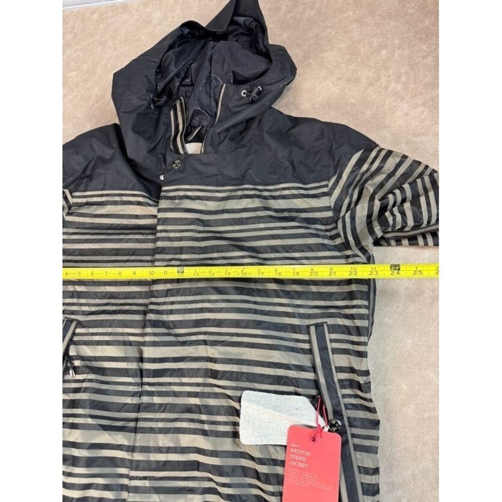 NWT Holden Mens Weston Stripe Waterproof Hooded Jacket Zip Pockets Black XL - Picture 11 of 12